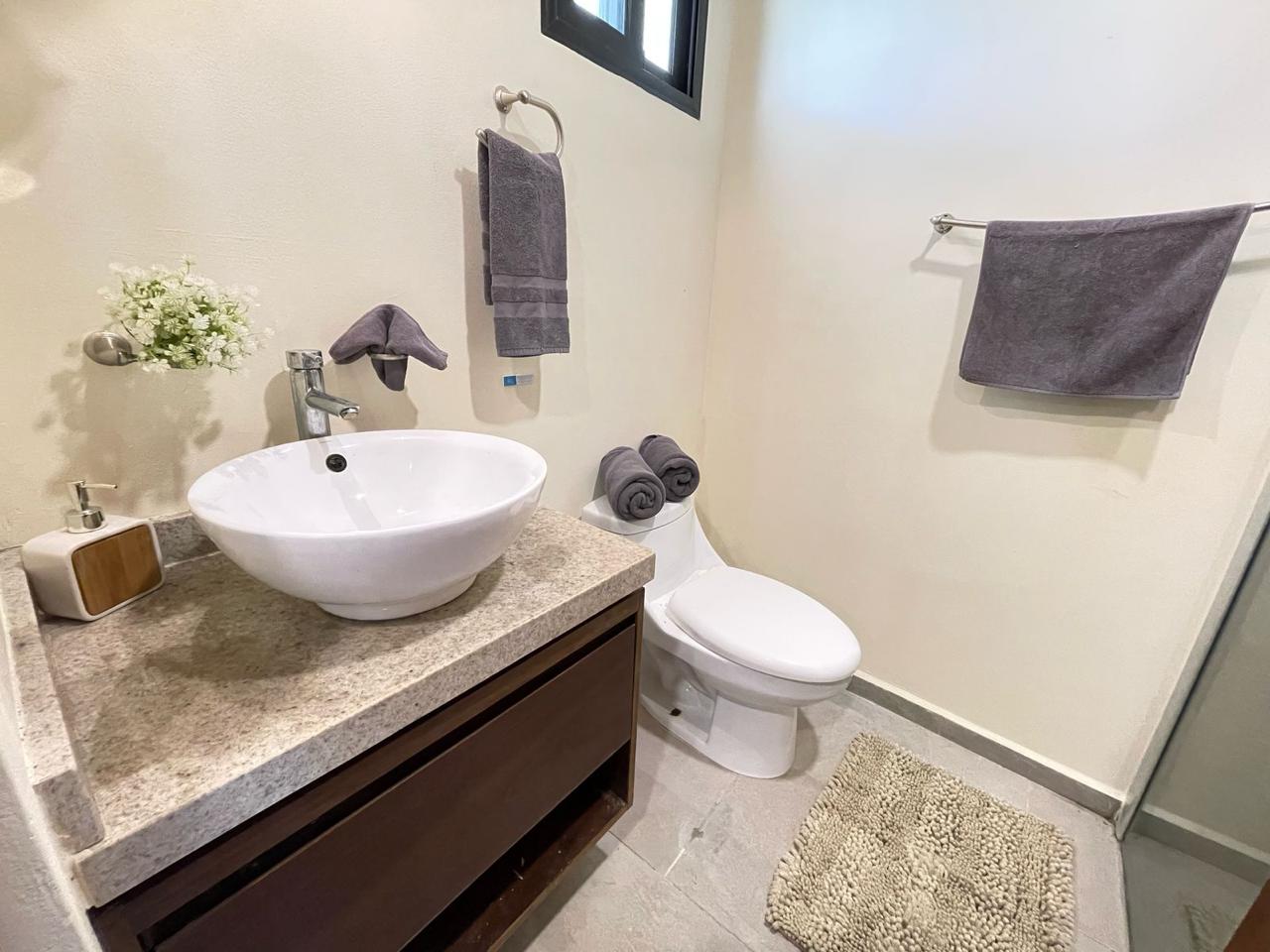 Modern bathroom with rain shower